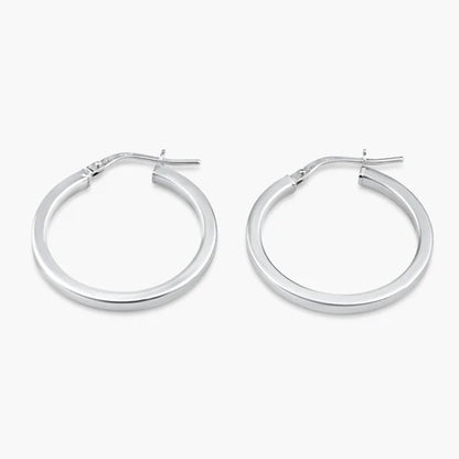 925 Sterling Silver Rhodium Plated 2mm Hoop Earring