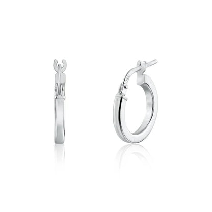 925 Sterling Silver Rhodium Plated 2mm Hoop Earring