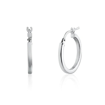 925 Sterling Silver Rhodium Plated 2mm Hoop Earring