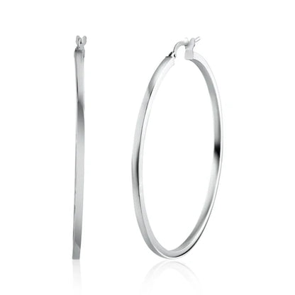 925 Sterling Silver Rhodium Plated 2mm Hoop Earring