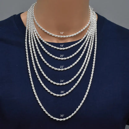 925 sterling silver Rope 080 Chain or Bracelet 3.7mm