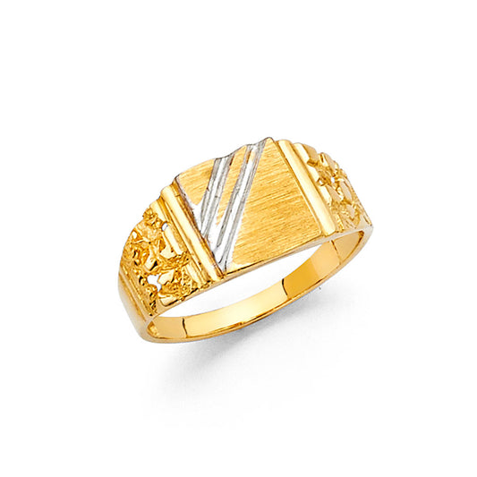 14K Two-Tone Gold Children’s Nugget Design Signet Ring