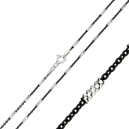 925 Sterling Silver Black Rhodium Plated Tube Brite B-W DC 030 Chain