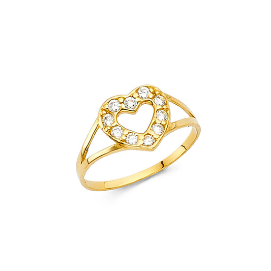 14K Yellow Gold Children’s Open Heart Ring accented with Cubic Zirconia