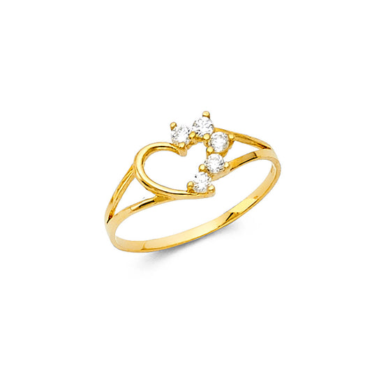 14K Yellow Gold Children’s Open Heart Ring accented with Cubic Zirconia