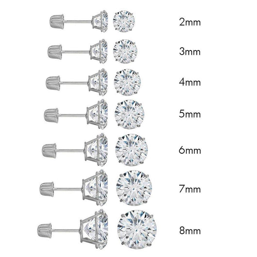 14 Karat White Gold Screw Backing Round Stud Earring