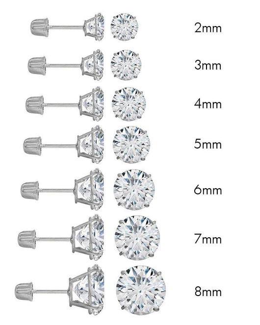 14 Karat White Gold Screw Backing Round Stud Earring