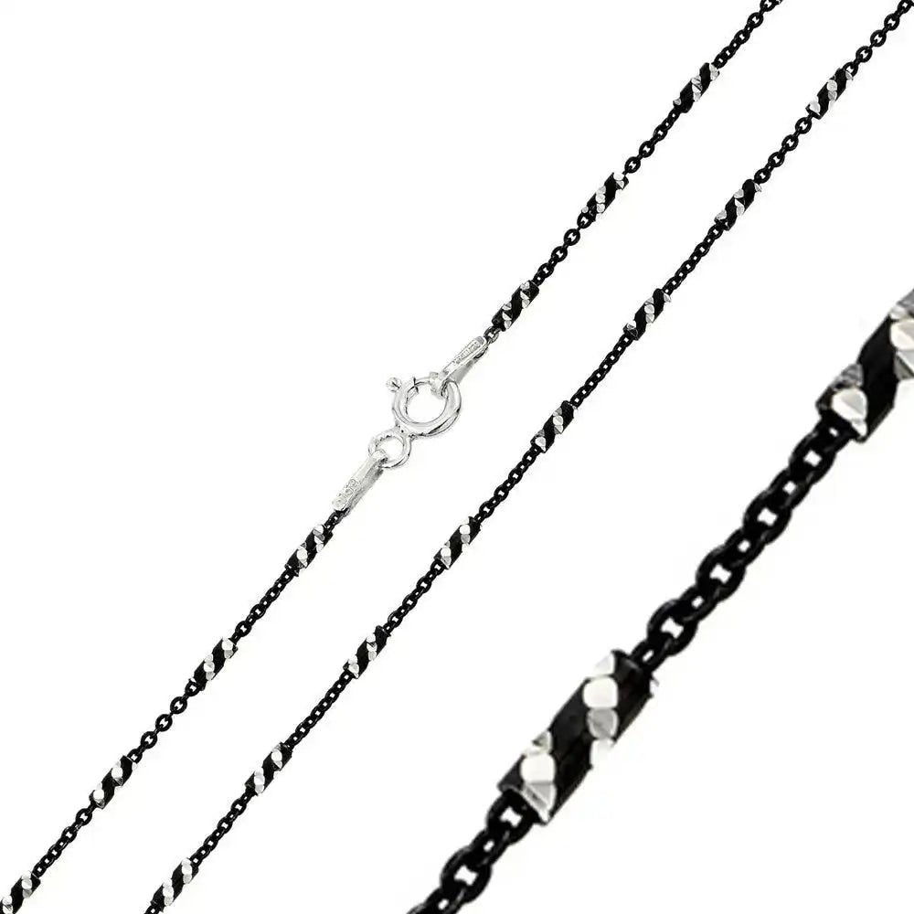 925 Sterling Silver Black Rhodium Plated Tube Spiral B-W DC 030 Chain