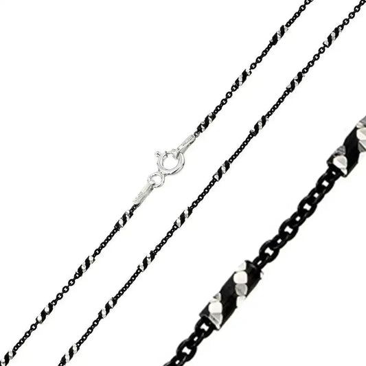 925 Sterling Silver Black Rhodium Plated Tube Spiral B-W DC 030 Chain