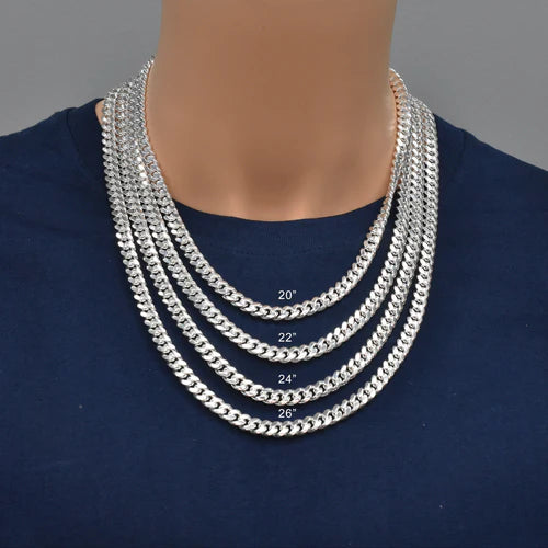 925 Sterling Silver Miami Cuban 220 7.6mm Chain or Bracelet