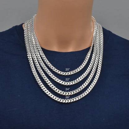 925 Sterling Silver Miami Cuban 220 7.6mm Chain or Bracelet