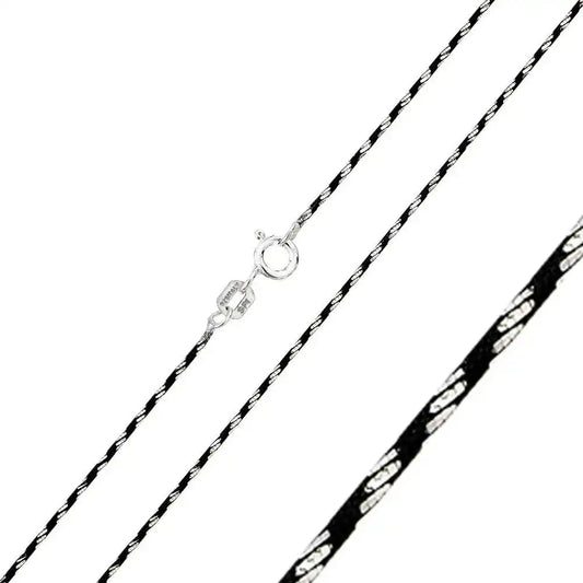 925 Sterling Silver Black Rhodium Silver Plated Round Snake B-W DC 020 Chain