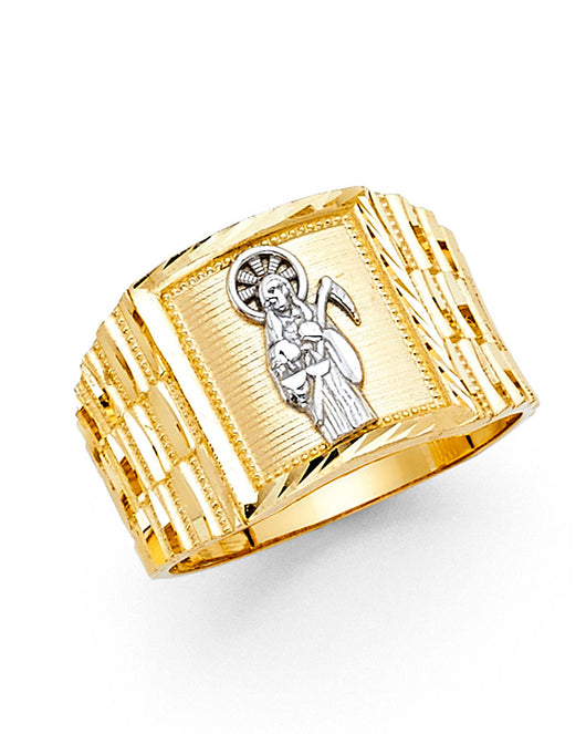 14K Men’s Two-Tone Santa Muerte Ring