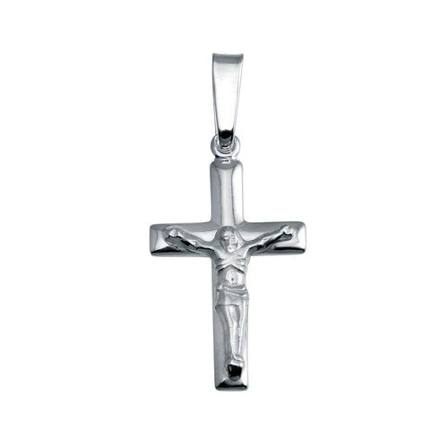 925 Sterling Silver Finish High Polished Crucifix Pendant