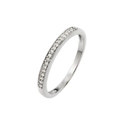 925 Sterling Silver Rhodium Plated Small Round CZ Band Ring