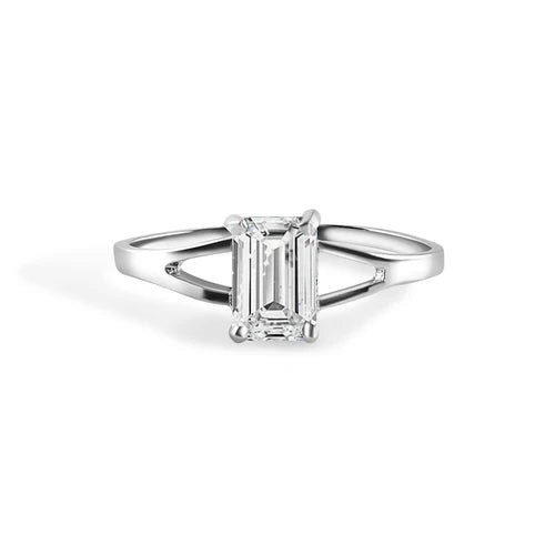 925 Sterling Silver Rhodium Plated Emerald Cut Birthstone Ring