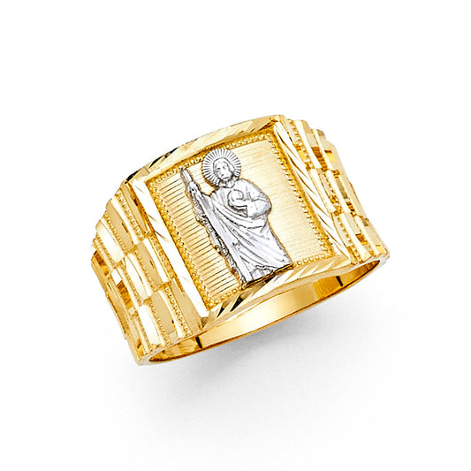14K Men’s Two-Tone Saint Jude Ring