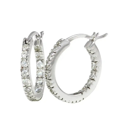 925 Sterling Silver Rhodium Plated 2.5mm Hoop Earrings