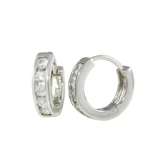 925 Sterling Silver Rhodium Plated 3MM Hoop Earrings