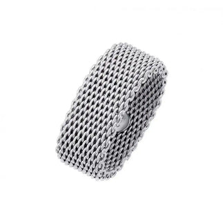 925 Sterling Silver Rhodium Plated Chainmail Ring