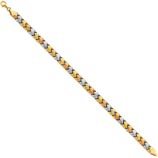 14K Tri-color Gold Diamond Cut Bar Design Women's Bracelet size 7.25