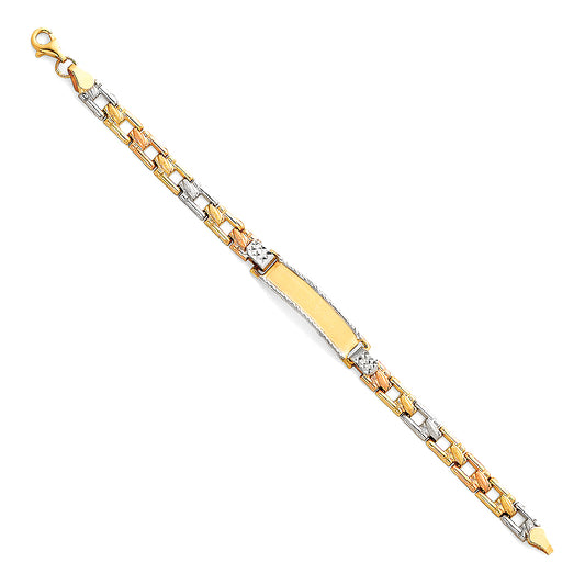 14K Tri-Color Gold Children’s Fancy Link ID Bracelet