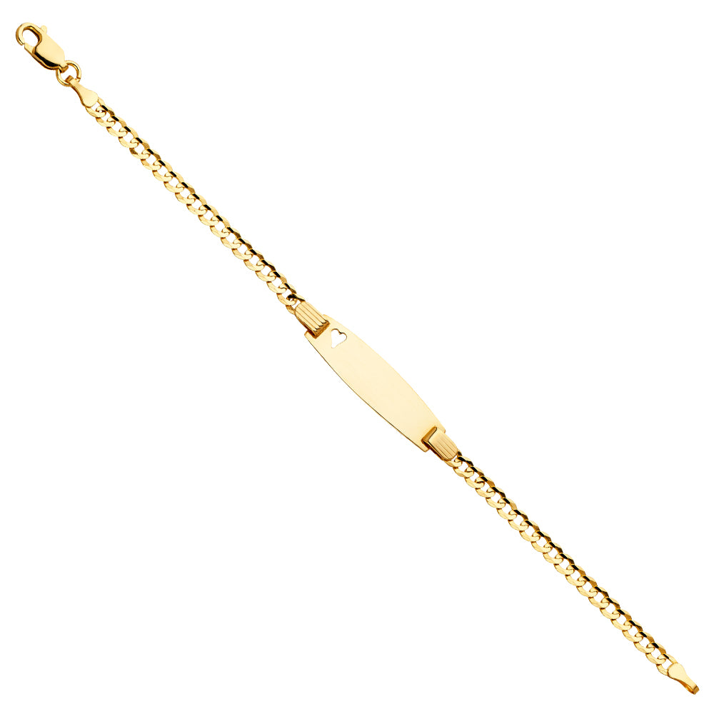 14K Yellow Gold Children’s Curb Link Heart Accent ID Bracelet