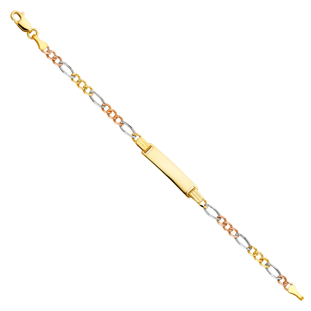 14K Tri-Color Gold Figaro Link Children’s ID Bracelet