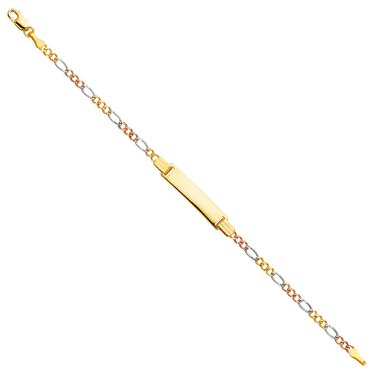 14K Tri-Color Gold Figaro Link Children’s ID Bracelet