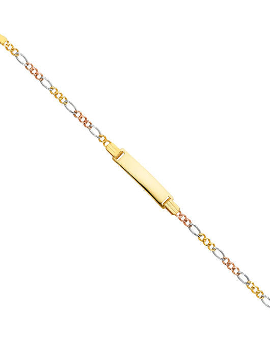 14K Tri-Color Gold Figaro Link Children’s ID Bracelet