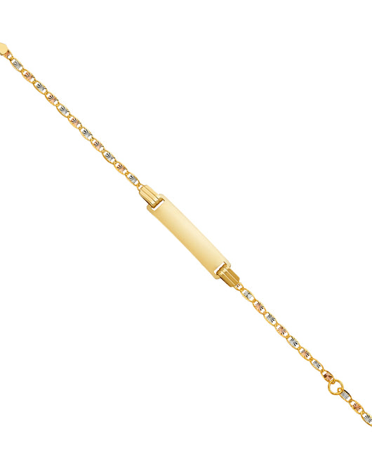 14K Tri-Color Gold Children’s Diamond-Cut Valentino Link ID Bracelet