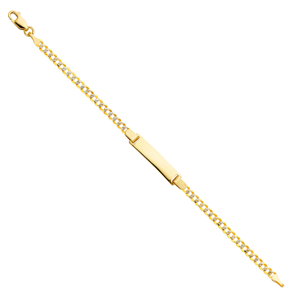 14K Two-Tone Gold Children’s White Pave Curb Link ID Bracelet