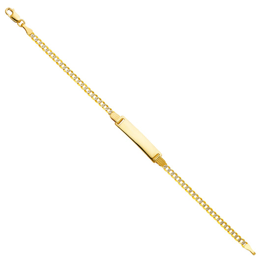 14K Two-Tone Gold Children’s White Pave Curb Link ID Bracelet
