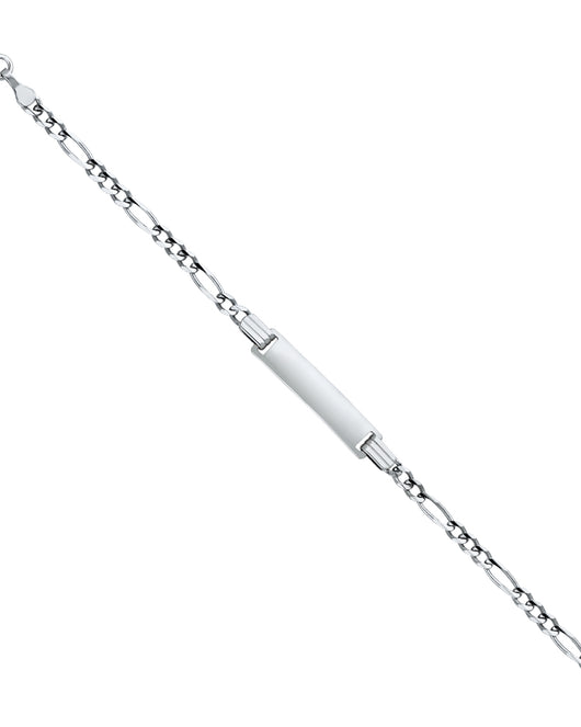 14K White Gold Children’s Figaro Link ID Bracelet