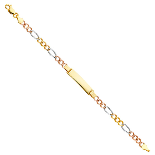 14K Tri-Color Gold Figaro Link Children’s ID Bracelet