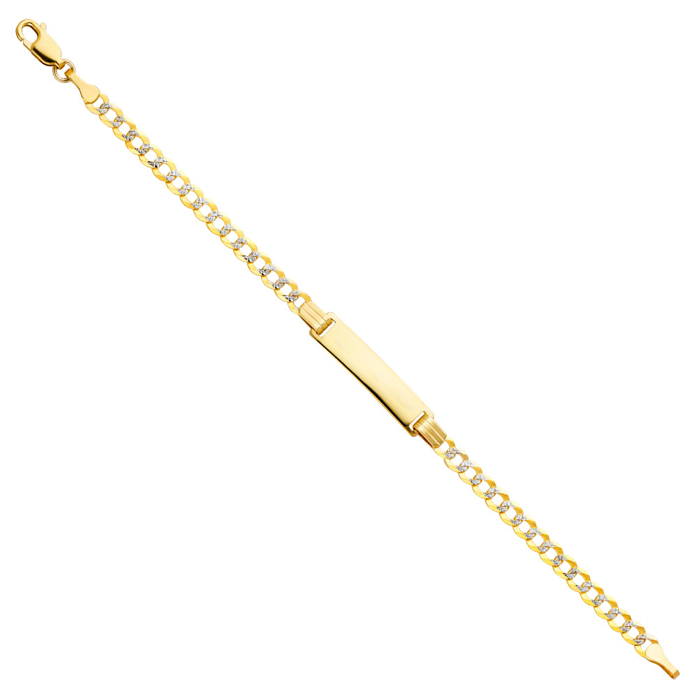 14K Two-Tone Gold Children’s White Pave Curb Link ID Bracelet