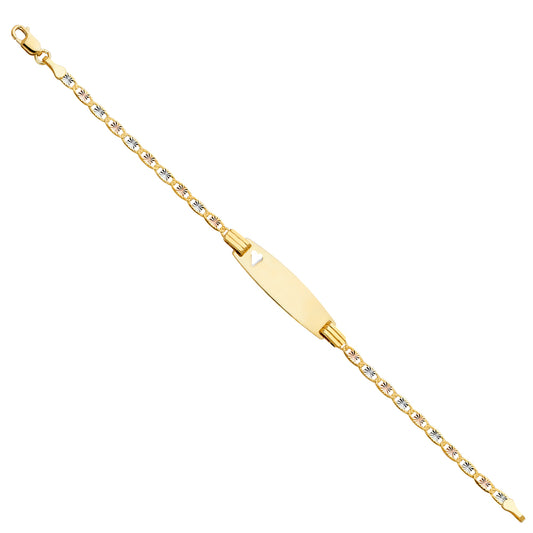 14K Tri-Color Gold Children’s Diamond-Cut Valentino Link Heart Accent ID Bracelet
