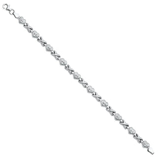 14K White Gold Diamond Cut Heart and X Design Women's Bracelet size 7.25