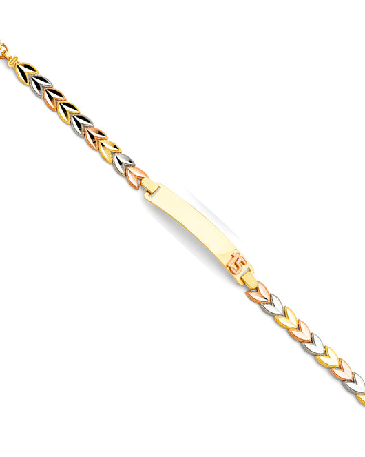 14K Tri-Color Gold Quinceañera ID Bracelet with Number “15” Accent