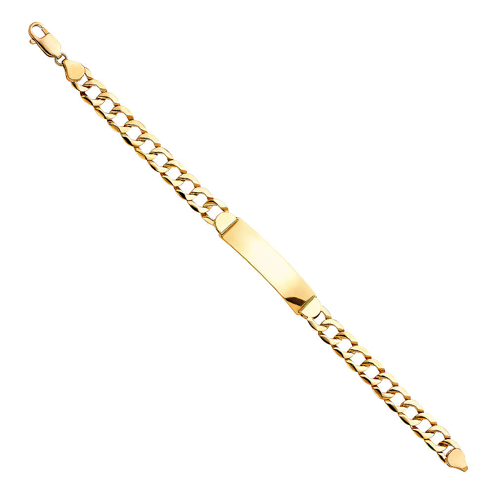14K Yellow Gold Light-Weight Cuban Curb Link Men’s ID Bracelet 9mm Wide