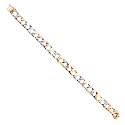 14K Tri-Color Gold Cuban Link Men’s Bracelet-9mm Wide