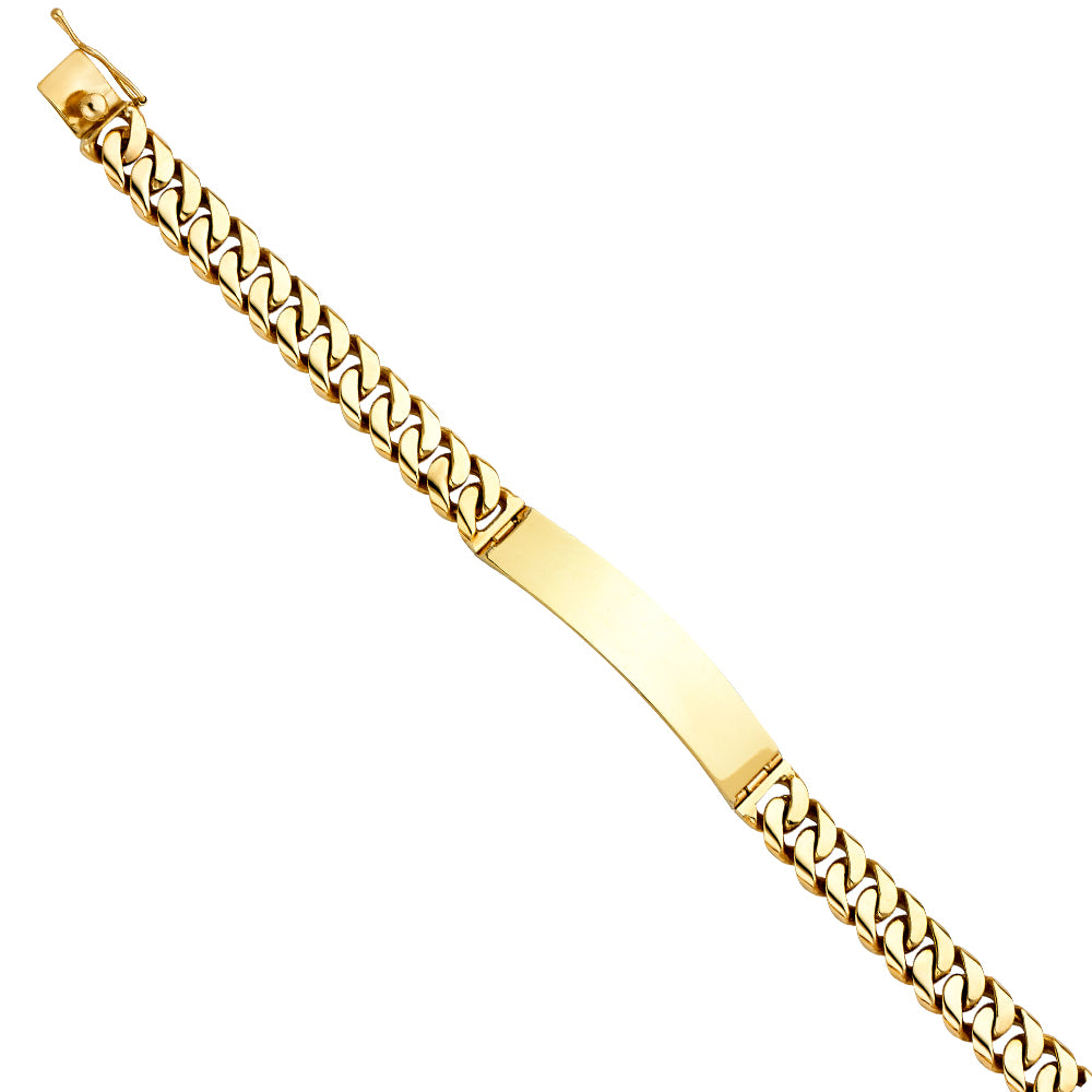14K Yellow Gold Men’s Miami Cuban Link ID Plate Bracelet-10mm Wide