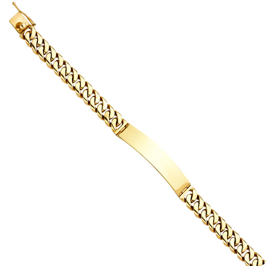 14K Yellow Gold Men’s Miami Cuban Link ID Plate Bracelet-10mm Wide