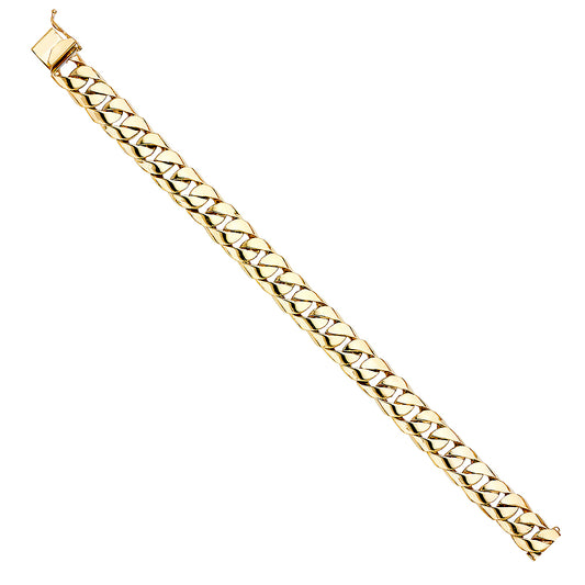 Men's 14K Solid Yellow Gold Polished Finish Curb Link 11.0mm Wide 8.5" Long