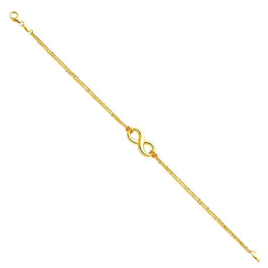 14K Yellow Gold Infinity Link Bracelet 7"+1" Extension