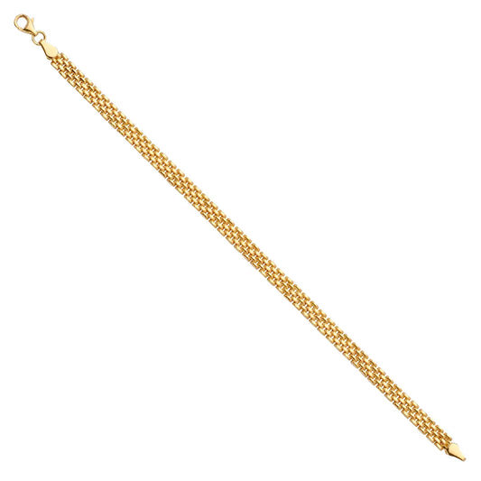 14K Yellow Gold Basket Weave Link Women's Bracelet size 7.5"