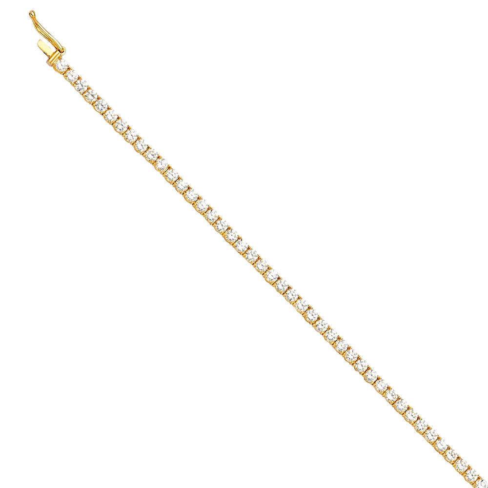 14K Yellow Gold Round Cut CZ Tennis Women's Bracelet size 7.5"
