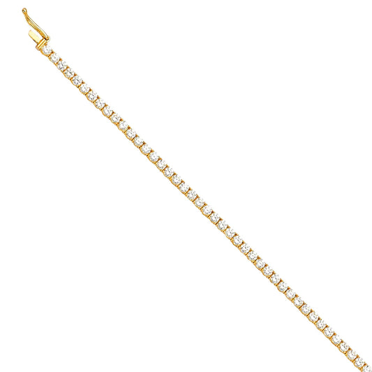 14K Yellow Gold Round Cut CZ Tennis Women's Bracelet size 7.5"