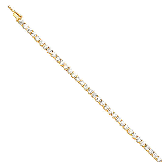 14K Yellow Gold Round Cut CZ Tennis Women's Bracelet size 7.5"
