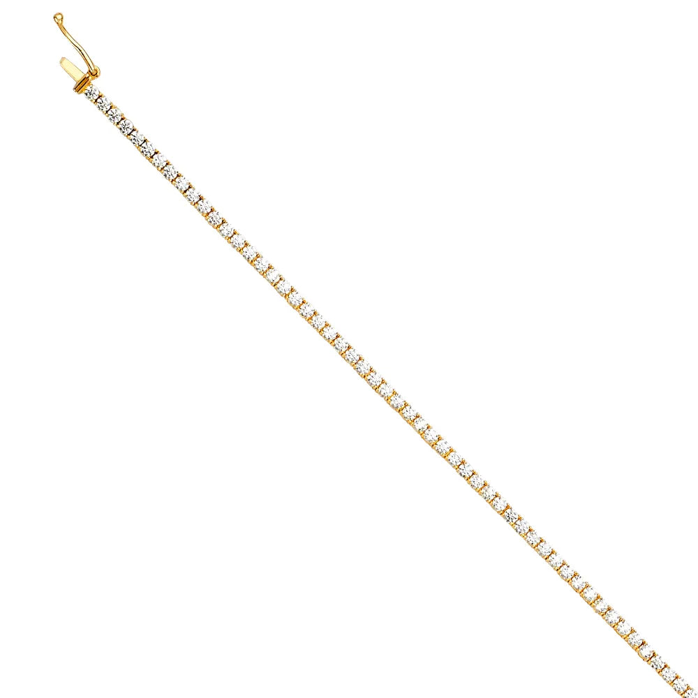 14K Yellow Gold Round Cut CZ Tennis Women's Bracelet size 7.5"